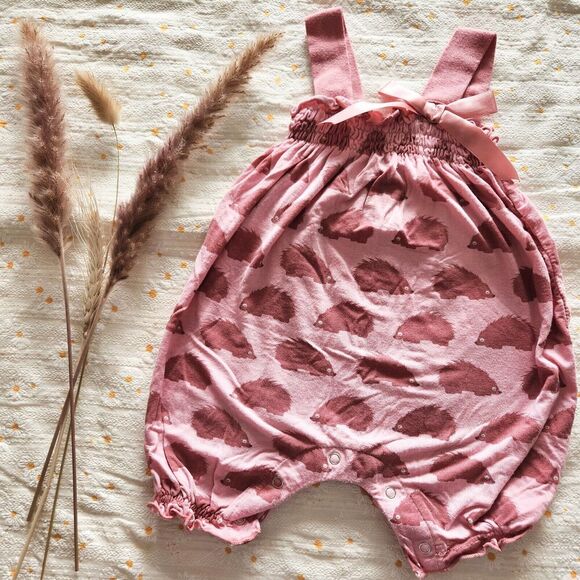Kickee Pants Romper Sleeveless‎ Pink Porcupine Hedgehog 6-12 Months - Picture 1 of 2
